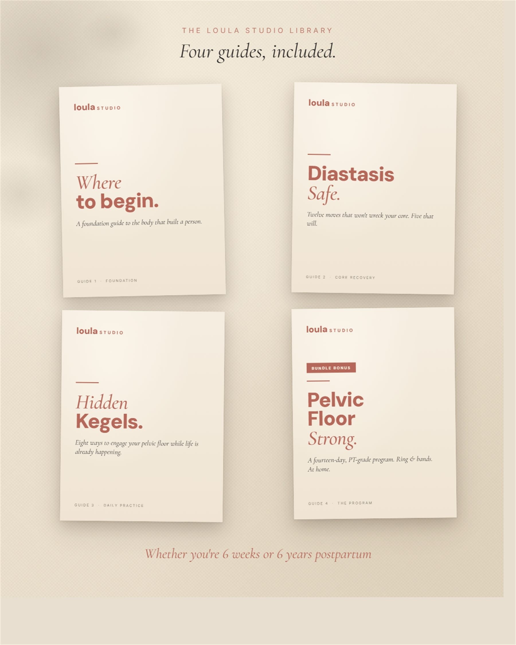 The Library — four postpartum recovery PDF guides